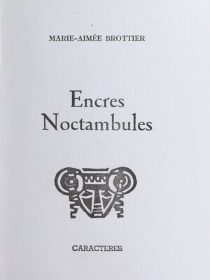 cover image of Encres noctambules